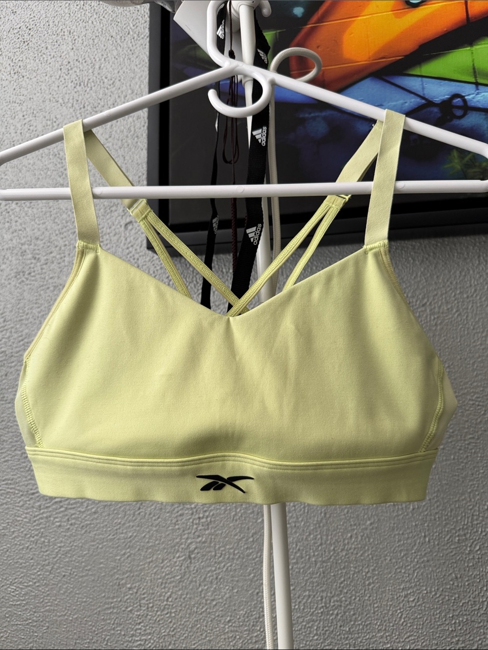 Reebok bright Yellow Strappy Low-Impact Sports Bra and running tank